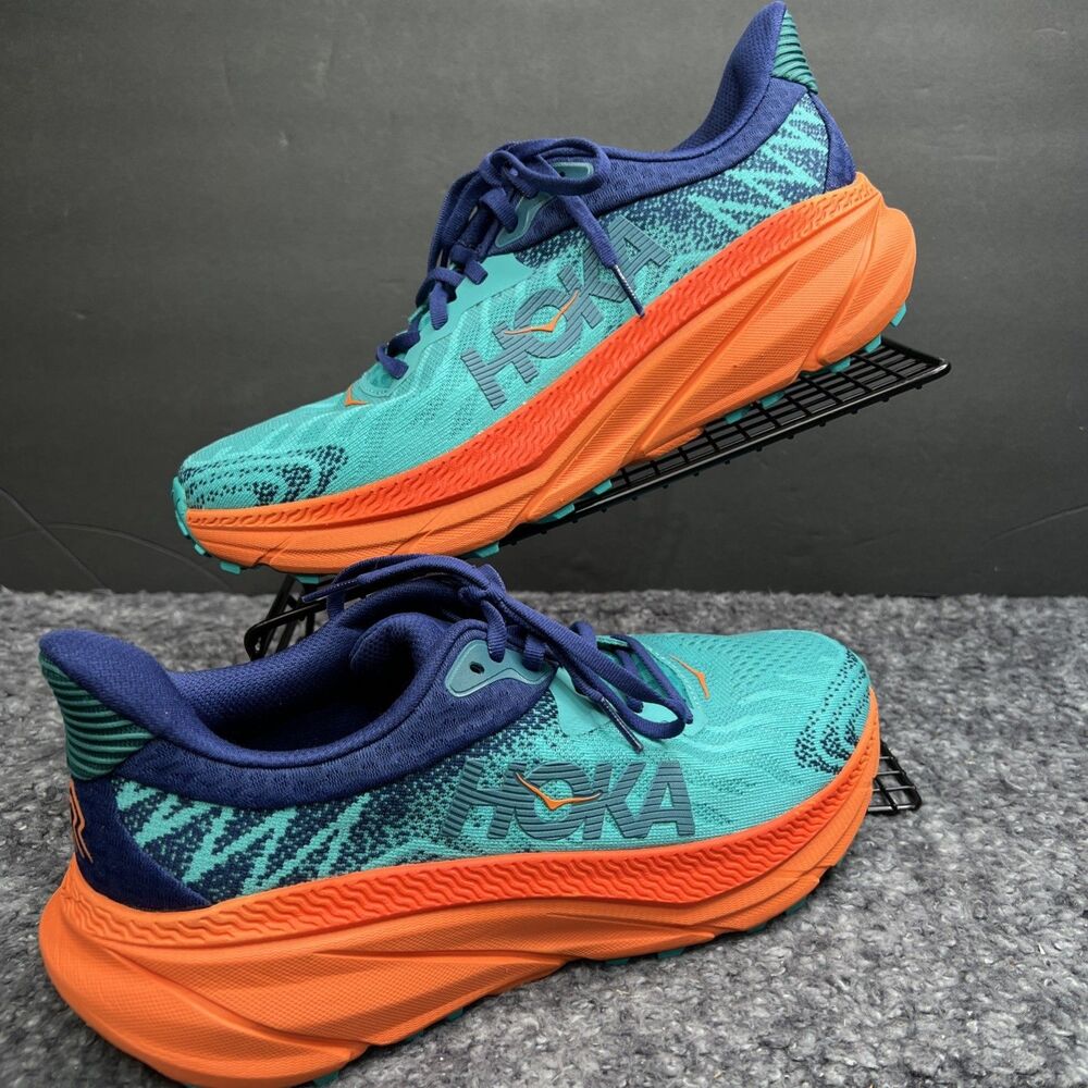Hoka One One Challenger ATR 7 Men Trail Running Shoes Blue Orange Size 9 D